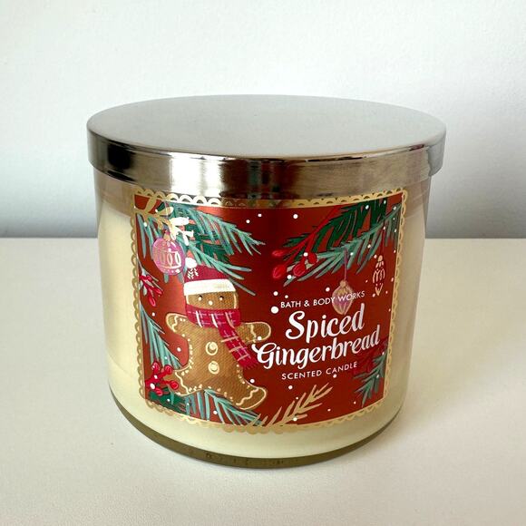Bath & Body Works Spiced GIngerbread 3-Wick Large Candle 14.5 oz - Picture 2 of 5